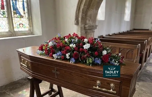 Red, Blue & White Coffin Spray