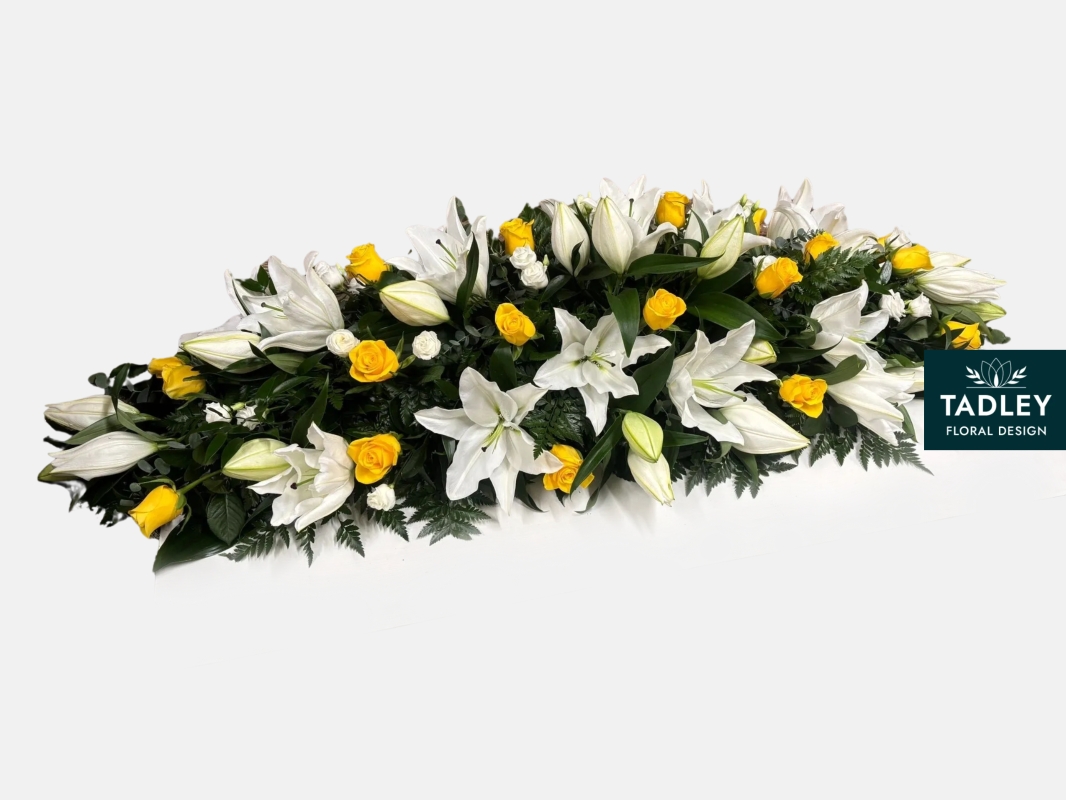 Lily & Yellow Rose Coffin Spray