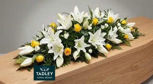 Lily & Yellow Rose Coffin Spray