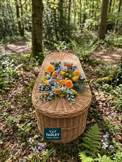 Hand Tied Rustic Sheaf Orange, Blue & White