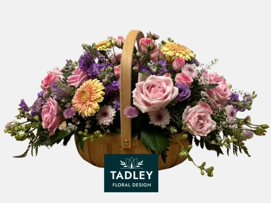 Pastel Flowers In A Rustic Trug