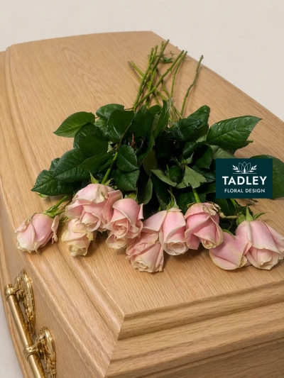 Single Farewell Pink Roses & Graveside Condolence Stems
