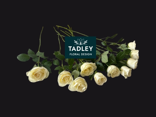 Single Farewell White Roses & Graveside Condolence Stems