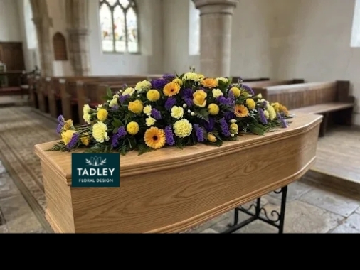 Traditional Mixed Coffin Spray Yellow & Purple