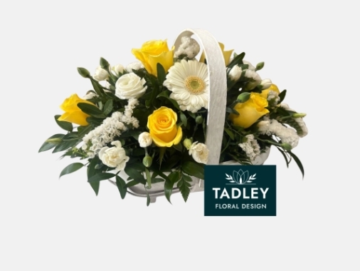 Basket Of Flowers Yellow & White