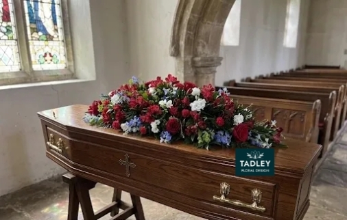 Red, Blue & White Coffin Spray