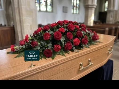 Rose & Carnation Red Coffin Spray