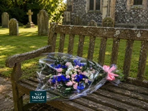 Funeral Flowers In Cellophane Pastel Colours
