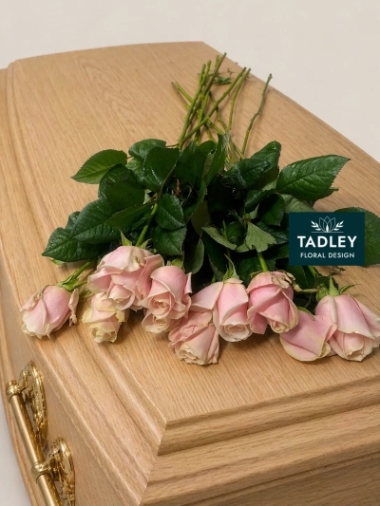 Single Farewell Pink Roses & Graveside Condolence Stems