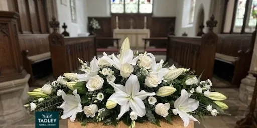 Lily & White Rose 3' Coffin Spray